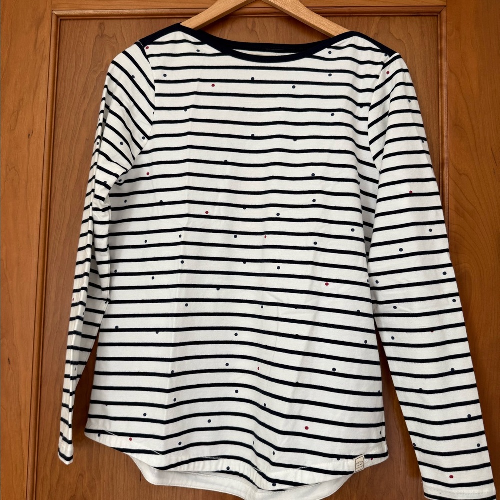 Fat Face NWT Navy blue and White cotton Breton with blue & red polka dots
